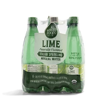 Whole Foods Market Organic Italian Lime Sparkling Mineral Water 6 Pack - Refreshing & Naturally Flav...
