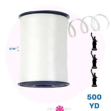 Morex Poly Crimped Curling Ribbon 500-Yard Snow White
