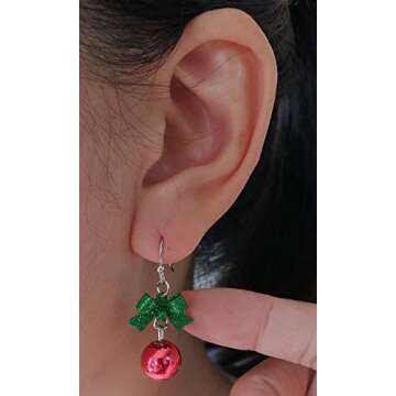 Cute Red Green Festive Dangle Earrings for Women