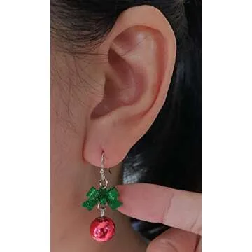 Cute Red Green Festive Dangle Earrings for Women