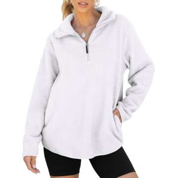 ANRABESS Women Oversized Sherpa Fleece Half Zipper Sweatshirts Fuzzy Collared Quarter Zip Pullover 2024 Fall Winter Clothes