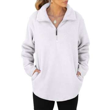 ANRABESS Women Oversized Sherpa Fleece Half Zipper Sweatshirts Fuzzy Collared Quarter Zip Pullover 2024 Fall Winter Clothes