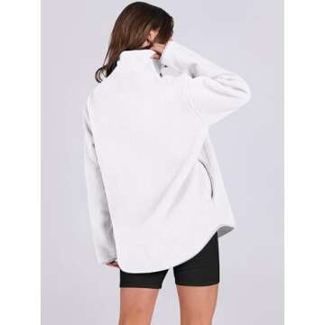 ANRABESS Women Oversized Sherpa Fleece Half Zipper Sweatshirts Fuzzy Collared Quarter Zip Pullover 2024 Fall Winter Clothes