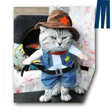 Mikayoo Pet Dog Cat Halloween Costumes,The Cowboy for Party Christmas Special Events Costume,West Cowboy Uniform with Hat,Funny Pet Cowboy Outfit Clothing for Dog cat(M) Blue