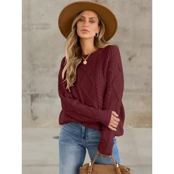 ANRABESS Women's Oversized Cable Knit Sweater Fall Vintage