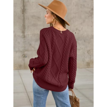 ANRABESS Women's Oversized Cable Knit Sweater Fall Vintage