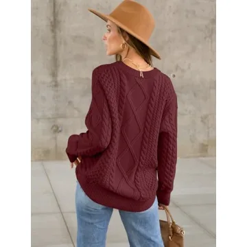 ANRABESS Women's Oversized Cable Knit Sweater Fall Vintage