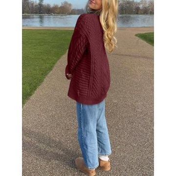 ANRABESS Women's Oversized Cable Knit Sweater Fall Vintage