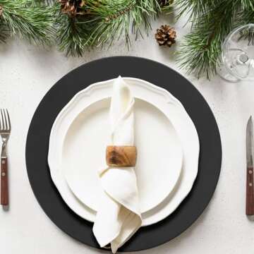 Opexscal Black Charger Plates, Set of 6 Serving Charger Plate for Dinner Table, Wedding, Events Plat...