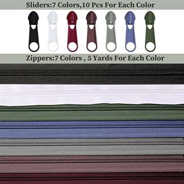 Syhood Nylon Assorted Zipper Tapes & Sliders for Crafts