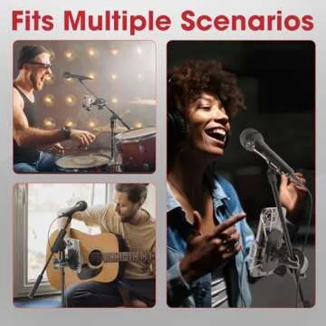 Crescendo CR-30 SlimClip Mic Stand Phone Holder, iPhone Clamp Mount, Pole Phone Mount, Microphone, Music or Drum Stand, Mic/Phone Clip - for iPhone, Samsung Galaxy, Pixel, Any Smartphone (Grey)