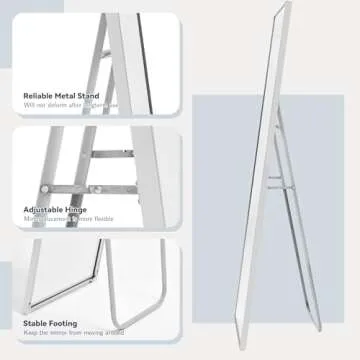 LFT HUIMEI2Y Full Length Mirror 65"x22", Full Body Tempered Mirror Rectangle with Stand, Large Wall Mounted Mirror for Bedroom or Living Room, Silver