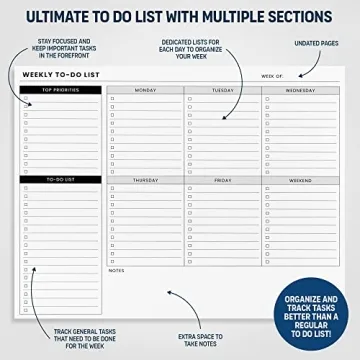 Weekly Planner Pad and To Do List Notepad for Efficient Organization