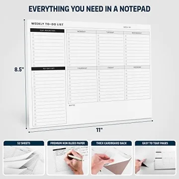 Weekly Planner Pad and To Do List Notepad for Efficient Organization