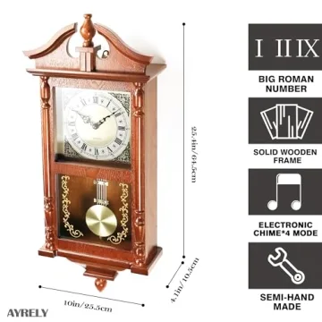 Elegant 25IN Grandfather Vintage Pendulum Wall Clock