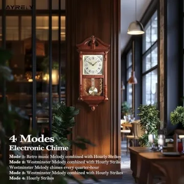 Elegant 25IN Grandfather Vintage Pendulum Wall Clock