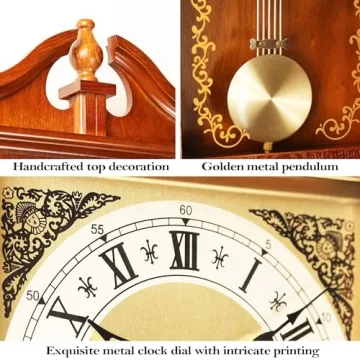 Elegant 25IN Grandfather Vintage Pendulum Wall Clock