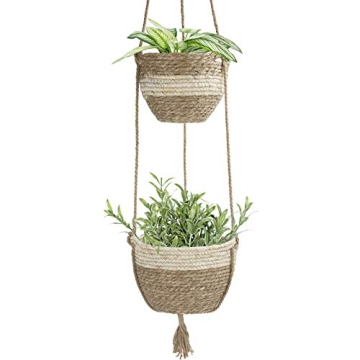 LA JOLIE MUSE Handmade Seagrass Hanging Planters - Stylish & Eco-Friendly