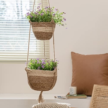 Stylish LA JOLIE MUSE Seagrass Hanging Planters