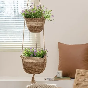 Stylish LA JOLIE MUSE Seagrass Hanging Planters