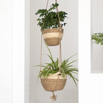 Stylish LA JOLIE MUSE Seagrass Hanging Planters