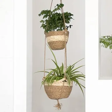 Stylish LA JOLIE MUSE Seagrass Hanging Planters
