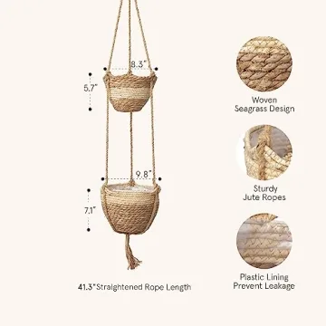 Stylish LA JOLIE MUSE Seagrass Hanging Planters