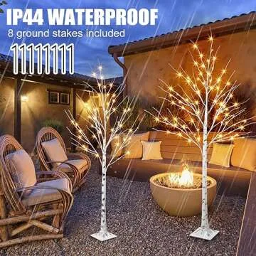 PEIDUO Set of 2 Lighted Birch Tree, Prelit White Christmas Tree, Light Up Artificial Trees with Dimmable & Timer, Twinkling Twig Tree with LED Lights for Home Decorations Outdoor Indoor Decor 5FT 6FT