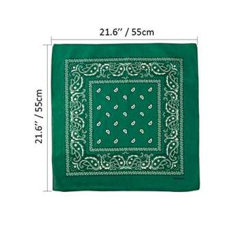 Bycc Bynn 3 Pack Pure Cotton Paisley Pattern Bandanas Square Scarf Headwear (Royal Blue +Black Green + Orange)