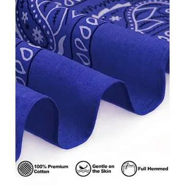 Bycc Bynn 3 Pack Pure Cotton Paisley Pattern Bandanas Square Scarf Headwear (Royal Blue +Black Green + Orange)