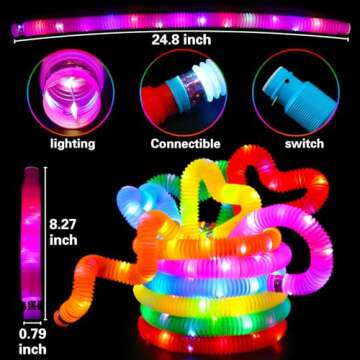 12 pcs Light Up Glow Sticks, Party Favors for Kids 4-8 8-12 Pop Tubes Glow in The Dark Party Supplies Goodie Bag Birthday Party Gifts Students Prizes Halloween Xmas Stocking Stuffers