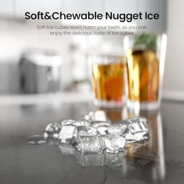 AGLUCKY Nugget Ice Maker Countertop,35lbs/24H,Portable Pebble Ice Machine with Handle,Self-Cleaning Function,Pellet Ice Maker for Home/Kitchen/Office(Grey)