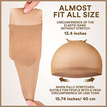 Teenitor Wig Cap, 20pcs Stocking Caps for Wigs, Tan Wig Cap for Women, Stretchy Nylon Wig Cap Beige