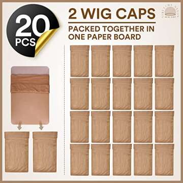 Teenitor Wig Cap, 20pcs Stocking Caps for Wigs, Tan Wig Cap for Women, Stretchy Nylon Wig Cap Beige