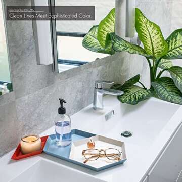 LINE+ARC ModTrays (Winter Salad) Metal Stacking Decorative Trays for Coffee Table, Nesting, Geometric, Modern, catchall for Vanity, Jewelry, Ottoman, Housewarming