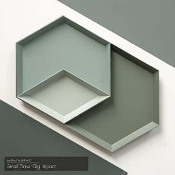 LINE+ARC ModTrays (Winter Salad) Metal Stacking Decorative Trays for Coffee Table, Nesting, Geometric, Modern, catchall for Vanity, Jewelry, Ottoman, Housewarming