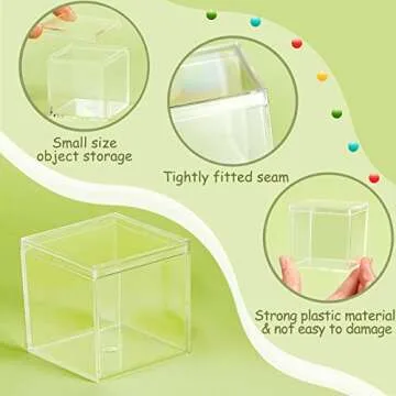 Juexica 12 Pcs Clear Acrylic Plastic Small Acrylic Box with Lid Decorative Storage Box Jewelry Display Box Mini Clear Container for Home Candy Pill Tiny Jewelry (Square,3.3 x 3.3 x 3.3)