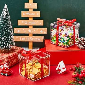 Juexica 12 Pcs Clear Acrylic Plastic Small Acrylic Box with Lid Decorative Storage Box Jewelry Display Box Mini Clear Container for Home Candy Pill Tiny Jewelry (Square,3.3 x 3.3 x 3.3)