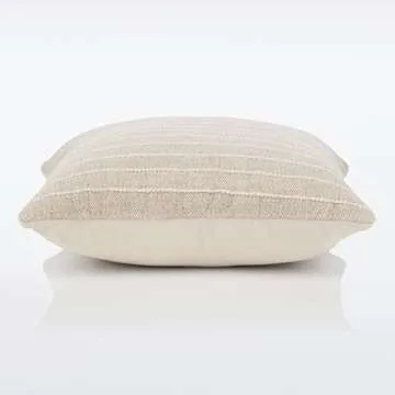 Nate Home by Nate Berkus Textured Cotton Decorative Throw Pillow | Modern Decorative Cushion for Couch, Chairs, or Bedroom from mDesign - Square Size 20" x 20", Natural (Taupe)