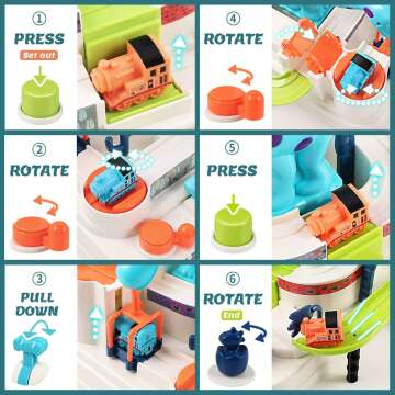 Kids Train Race Track Play Set for Ages 3-7