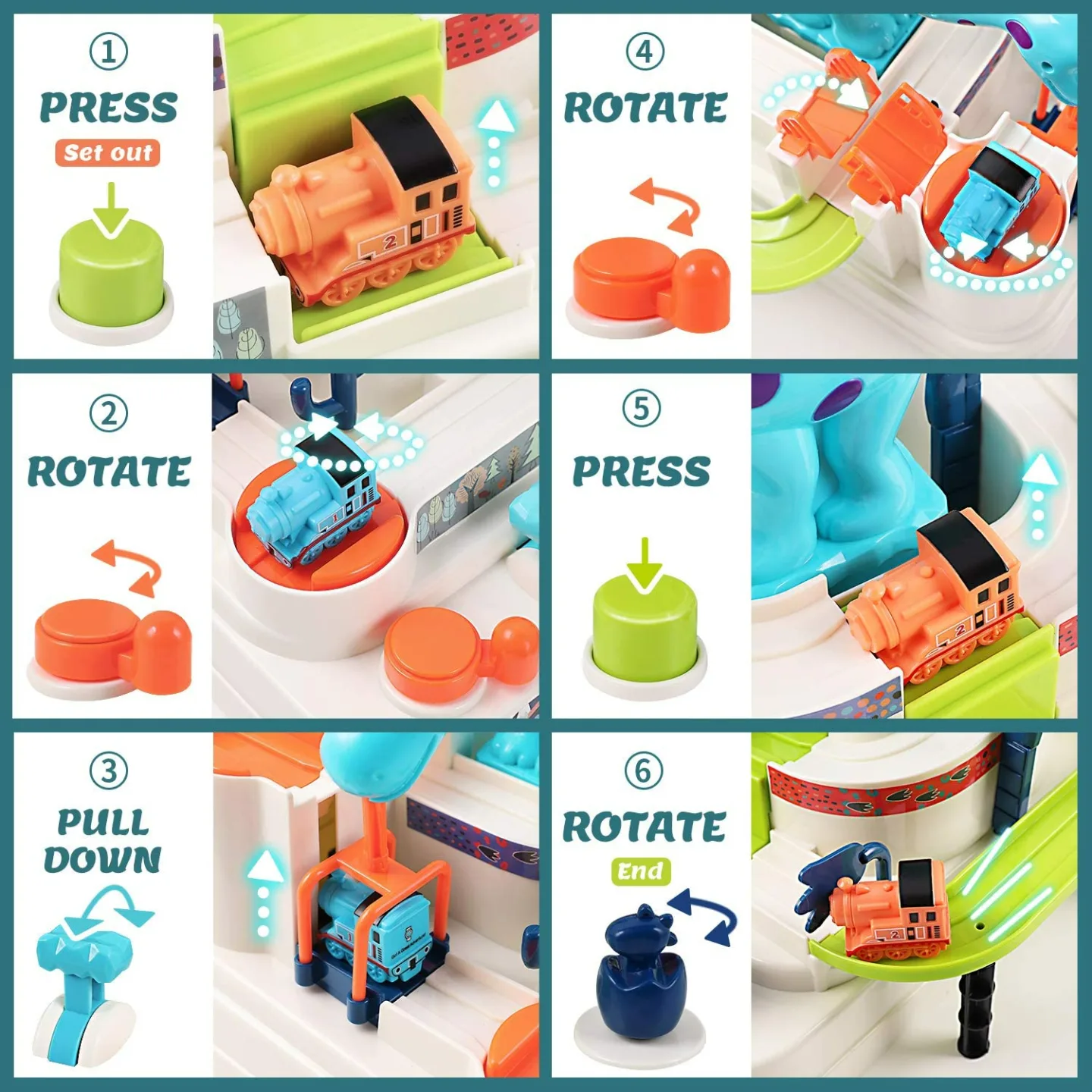 Kids Train Race Track Play Set for Ages 3-7