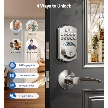 Keyless Fingerprint Door Lock with Handles