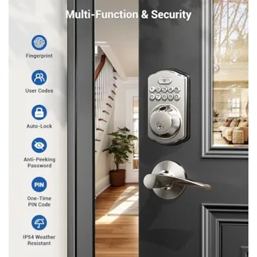 Keyless Fingerprint Door Lock with Handles