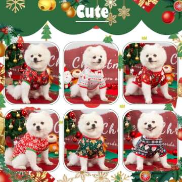 KATOLK 6 Pieces Christmas Dog Clothes for Small Dogs, Soft and Breathable Pet Shirt, Winter Puppy Kitten Vest Printed Dog Shirts, Christmas Snowman Santa Claus Reindeer Dog T-Shirts for Pet Dogs Cats