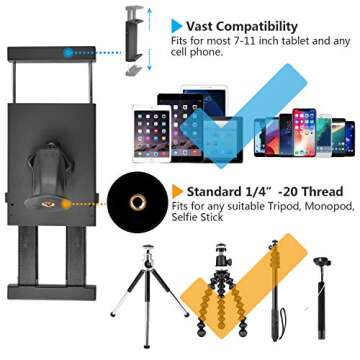 APPS2Car Adjustable Tablet Tripod Mount Adapter for 7-11 Inch iPad and Samsung Galaxy Tablets