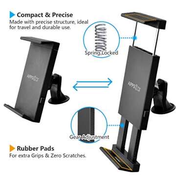 APPS2Car Adjustable Tablet Tripod Mount Adapter for 7-11 Inch iPad and Samsung Galaxy Tablets