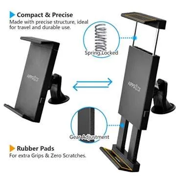 APPS2Car Adjustable Tablet Tripod Mount Adapter for 7-11 Inch iPad and Samsung Galaxy Tablets