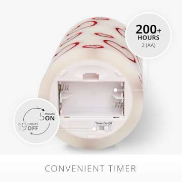 Luminara Debossed Hearts Pillar Candle Metallic Red - Patented Flickering Flameless Technology - Valentine's Day Collection - Remote Ready - 6.5"