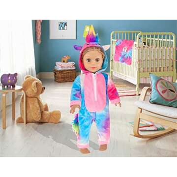 ebuddy 18 inch Doll Clothes 18 Inch Doll Accessories-Unicorn Doll Costume Colorful Tie-Dyed Pajamas Sleeping Bag Set for 18 inch Girl Doll,Most 18 Inch Dolls(No Doll)