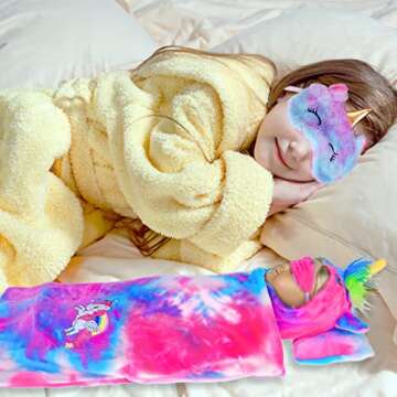 ebuddy 18 inch Doll Clothes 18 Inch Doll Accessories-Unicorn Doll Costume Colorful Tie-Dyed Pajamas Sleeping Bag Set for 18 inch Girl Doll,Most 18 Inch Dolls(No Doll)
